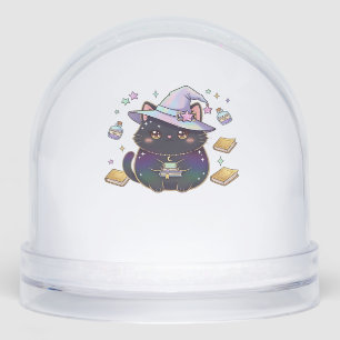Magical Introvert Cat Pastel Witch Hat Halloween Snowglobe