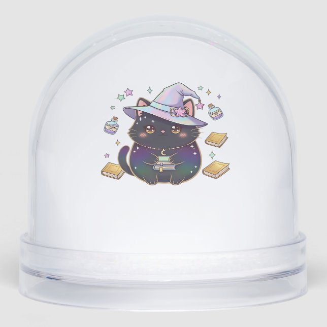 Magical Introvert Cat  Pastel Witch Hat Halloween  Snowglobe (Front)