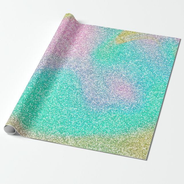 Magical Iridescent Glitter Holographic Image Wrapping Paper (Unrolled)