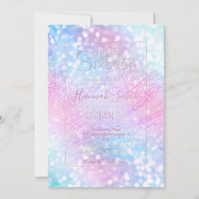 Magical Iridescent Glitter Sparkles Pink Design Invitation (Front)