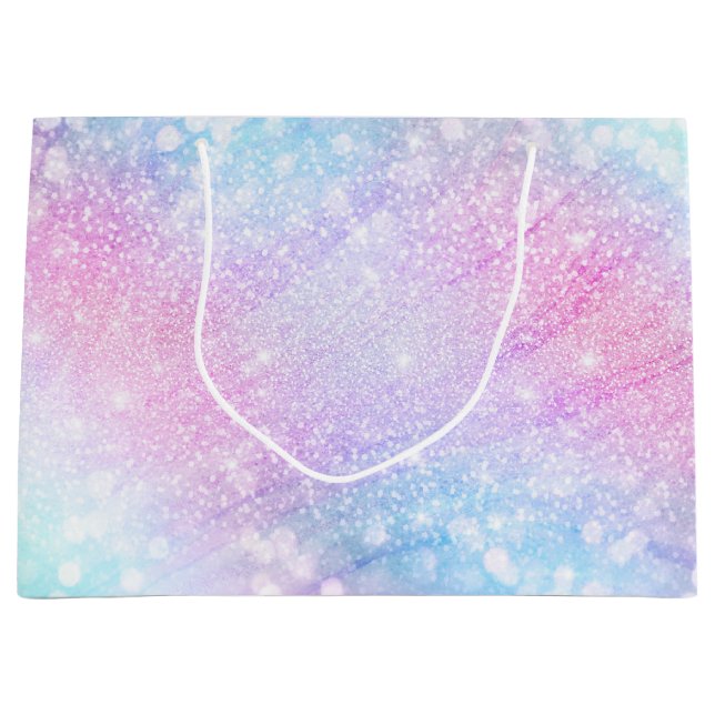 Magical Iridescent Glitter Sparkles Pink Design Large Gift Bag (Front)