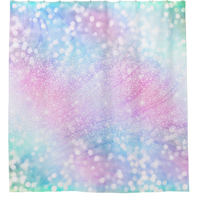 Magical Iridescent Glitter Sparkles Pink Design Shower Curtain (Front)