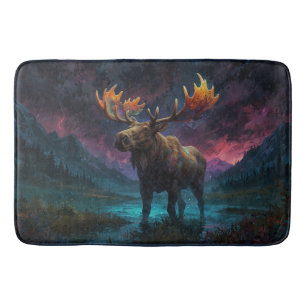 Magical Jasper Moose and Rocky Mountains Bath Mat