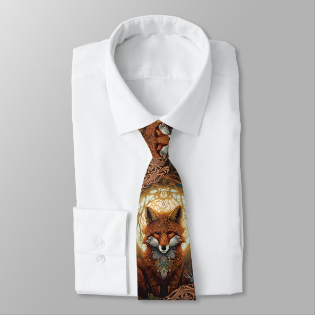 Magical Jewelled and Moonlit Celtic Fox  Tie (Tied)