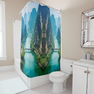Magical Karst River Serenity" Shower Curtain