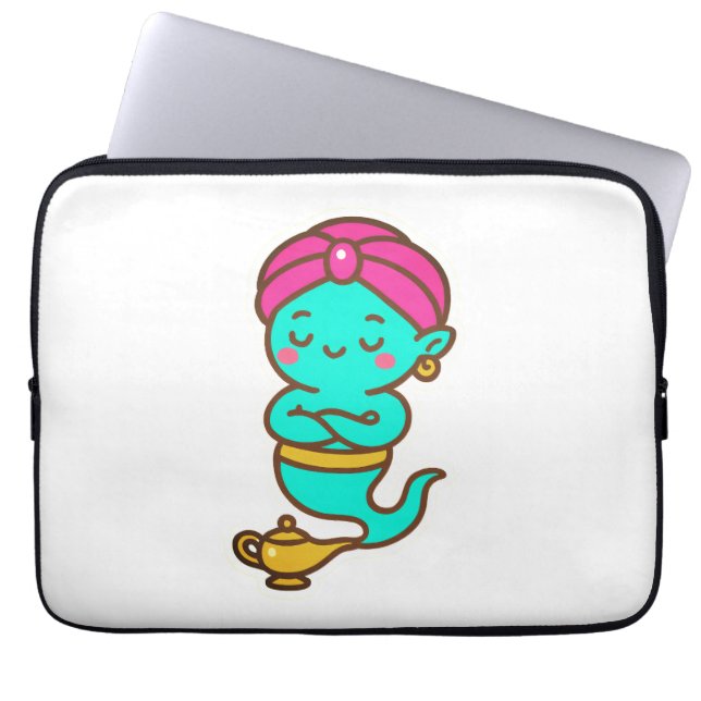 Magical Kawaii Djinn – Neon Spirit Laptop Sleeve (Front)
