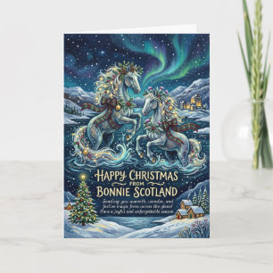 Magical Kelpies Aurora Highland Christmas Card