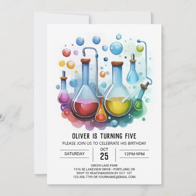 Magical Kids' Discovery Scientist Birthday Invitation (Front)