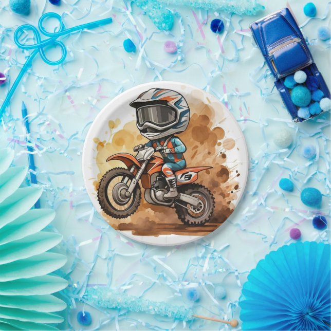 Magical Kids' Motorcycle Birthday Paper Plate (Party)