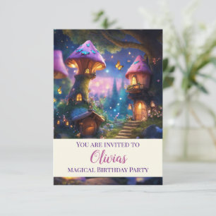 Magical Kids Mushroom Houses Birthday invitation