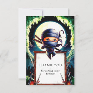 Magical Kids Ninja Birthday Thank You Card