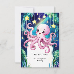 Magical Kids' Octopus Birthday Thank You Card
