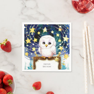 Magical Kids' Owl Birthday Napkin