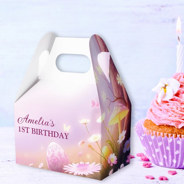 Magical Kids Pink Easter Themed Birthday Favour Box (Magical Kids Pink Easter Themed Birthday Favor Boxes)