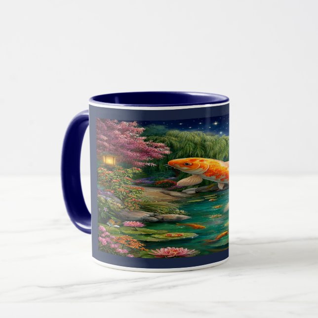 Magical Koi Fish Zen Garden Night Mug (Front Left)