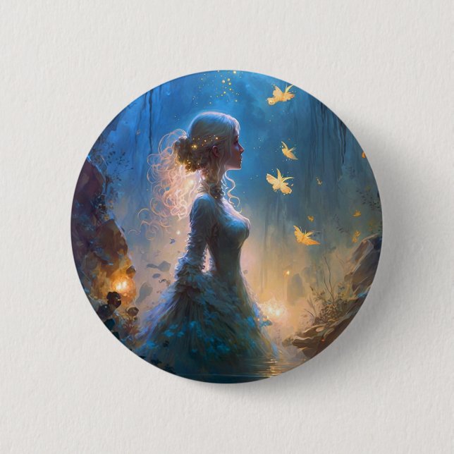 Magical Lady In Water Fantasy Art  6 Cm Round Badge (Front)