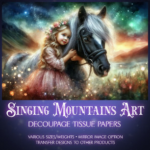 Magical Landscape Girl With Horse Decoupage Tissue Paper