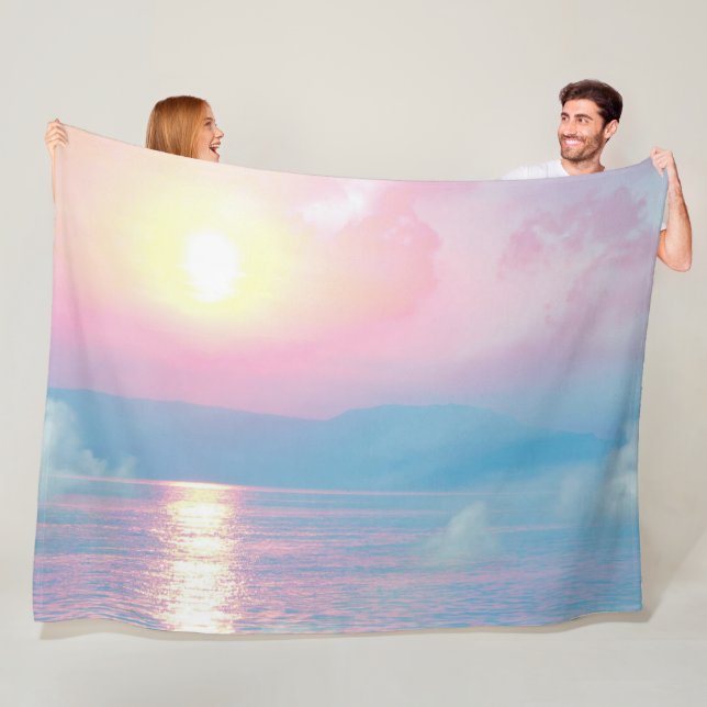 Magical landscape in pink sunset fleece blanket (In Situ)