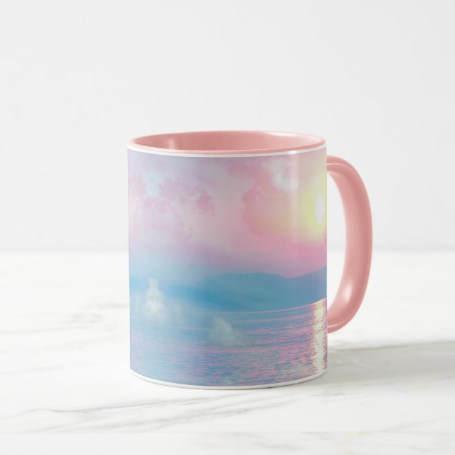 Magical landscape in pink sunset mug (Front Right)
