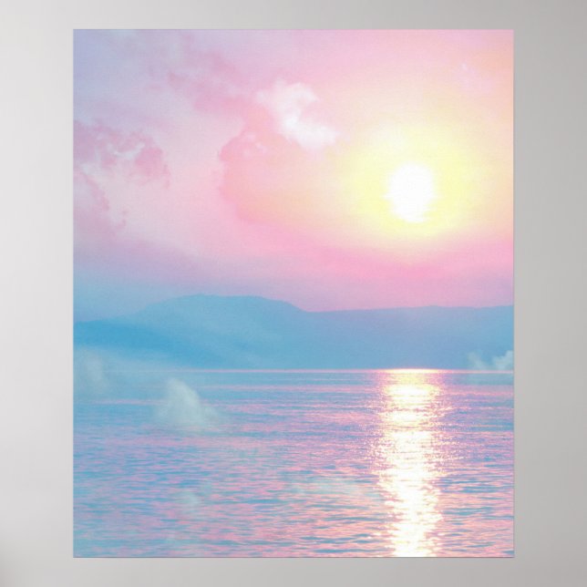 Magical landscape in pink sunset     poster (Front)
