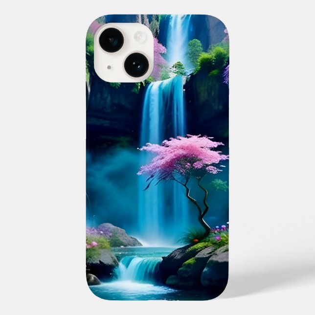 Magical Landscape Waterfall and Flower One Case-Mate iPhone Case (Back)