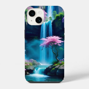 Magical Landscape Waterfall and Flower One iPhone 14 Case