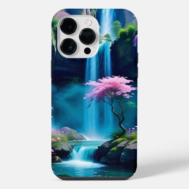 Magical Landscape Waterfall and Flower One iPhone Case (Back)