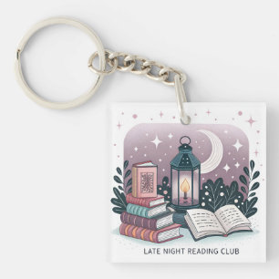 Magical Late Night Reading Club Lantern Book Stack Key Ring