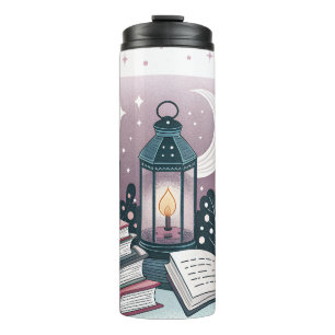 Magical Late Night Reading Club Lantern Book Stack Thermal Tumbler