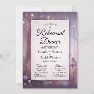 Magical Lavender Fairy Lights Rehearsal Dinner Invitation