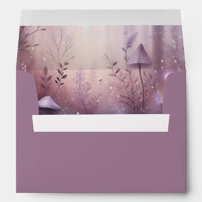 Magical Lavender Fairy Lights Wedding Envelope (Back (Bottom))