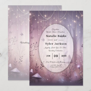 Magical Lavender Fairy Lights Wedding Invitation