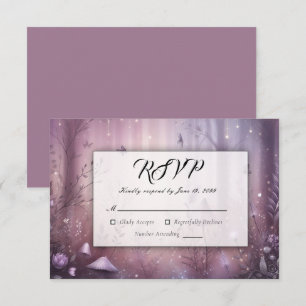 Magical Lavender Fairy Lights Wedding RSVP Card