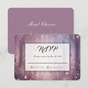 Magical Lavender Fairy Lights Wedding RSVP Card