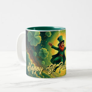 Magical Leprechaun St. Patrick’s Day Art Two-Tone Coffee Mug