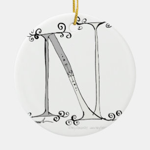 Magical Letter N from tony fernandes design Ceramic Tree Decoration