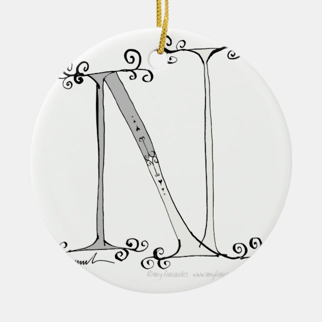 Magical Letter N from tony fernandes design Ceramic Tree Decoration (Front)