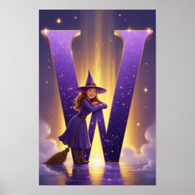 Magical Letter W Wall Art Poster for Kids Room (Front)