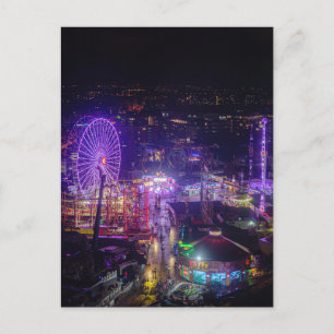 Magical lights of Vienna's Prater park in night Postcard