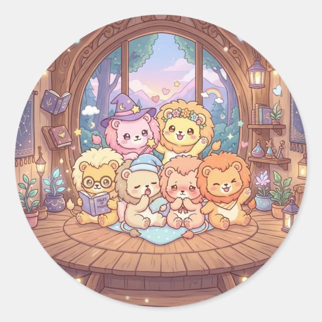 Magical Lion Friends Nursery Sticker (Front)