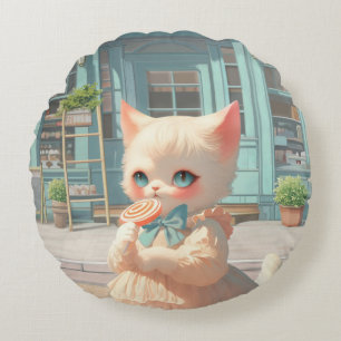 Magical Lollipop: Bao Bao Baby Cat Sweet Shop Round Cushion