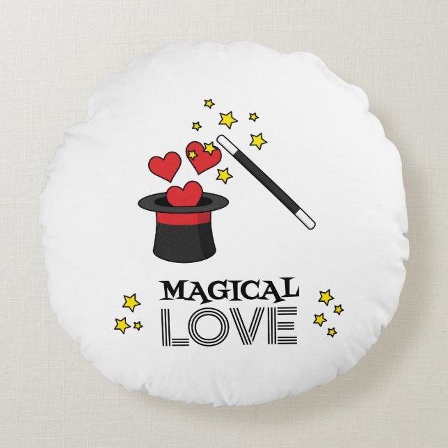 Magical Love - Black Round Cushion (Front)