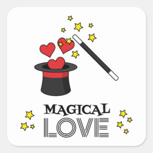 Magical Love - Black Square Sticker
