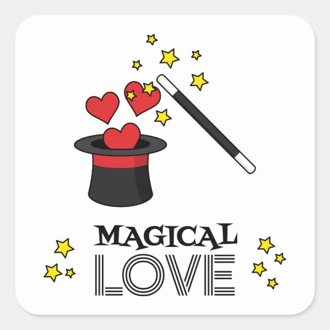 Magical Love - Black Square Sticker (Front)