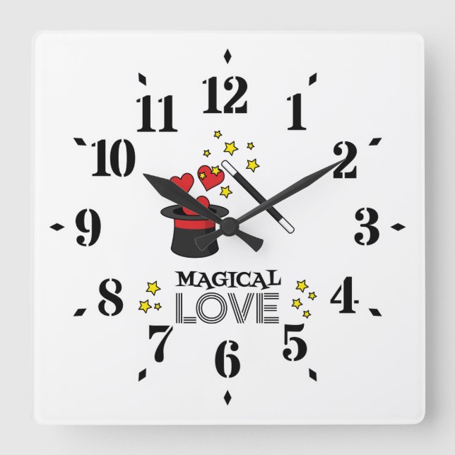 Magical Love - Black Square Wall Clock (Front)