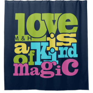 Magical Love custom monogram shower curtain