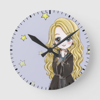 Magical Luna Lovegood Watercolor Round Clock