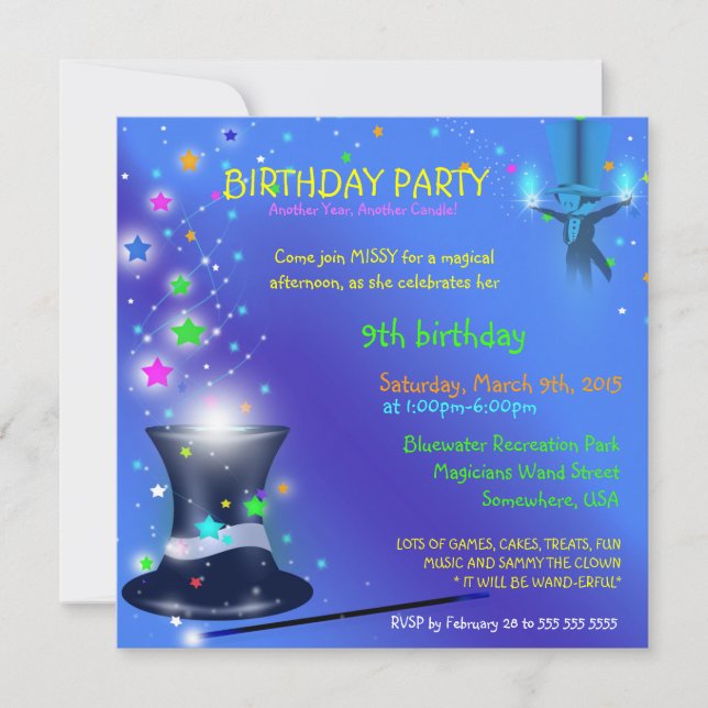 Magical Magicians Hat Birthday Party Invitation (Front)