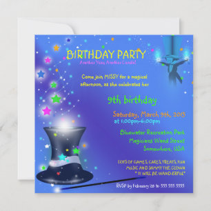 Magical Magicians Hat Birthday Party Invitation