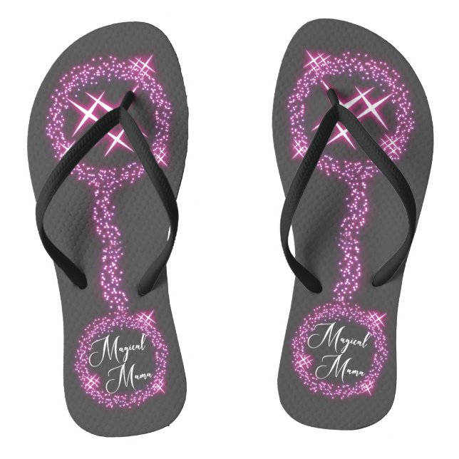 Magical Mama circle of glowing stars Flip Flops (Footbed)